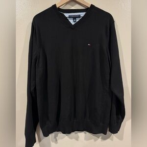 Tommy Hilfiger Men's / Women Black V-Neck Sweater XLarge 100% Cotton